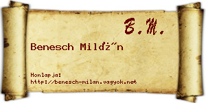Benesch Milán névjegykártya